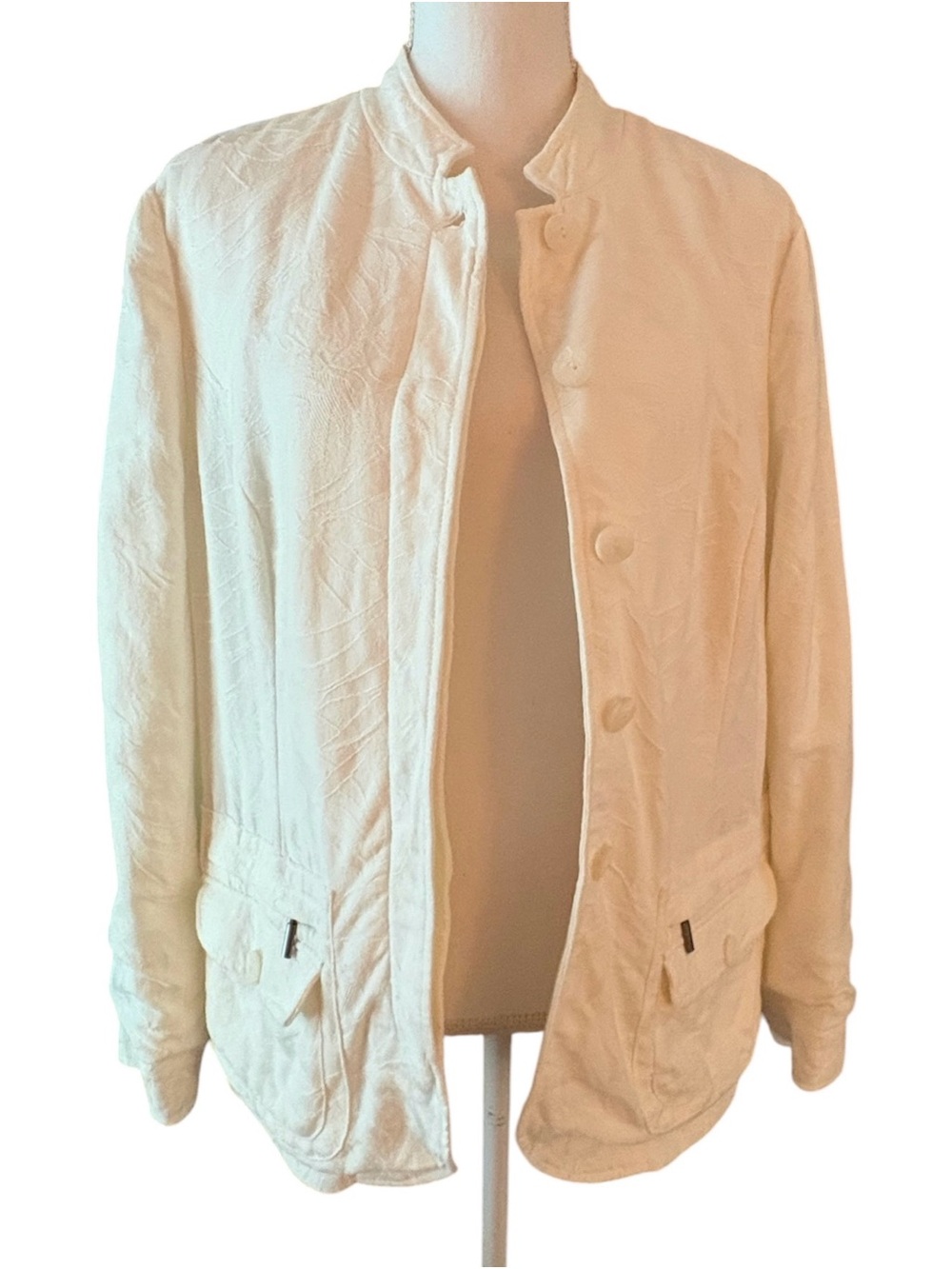 Coldwater Creek Cream button down jacquard blazer/jacket